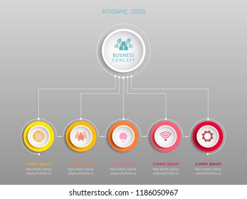 Infographics vector design template with circle label,colorful design.Vector illustration business concept,  with icon ,5 steps.Infographic element for workflow layout, diagram, web design.