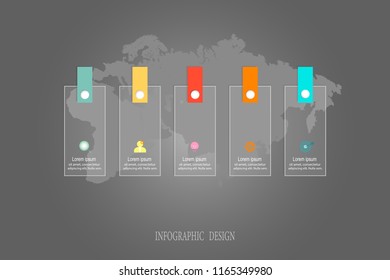 Infographics vector design template with rectangle label design.Vector illustration business concept,  with icon ,5 step.Infographic element for workflow layout, diagram, web design.