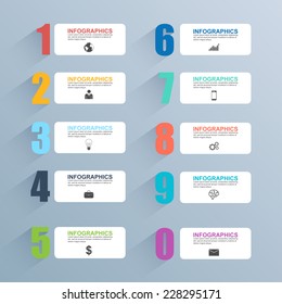 Infographics vector design template with set of colorful numbers