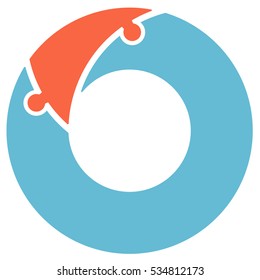 Infographics. Vector diagram. The pattern of a pie chart of the two colored sections, puzzles.
