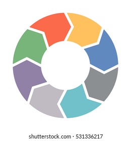 Infographics. Vector diagram. Template pie chart of eight colored arrows.