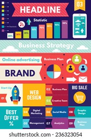 Infographics vector elements. Business strategy and creative process. Vector set of design elements and icons for web design