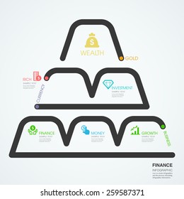 infographics vector gold  design. finance investment and wealth concept diagram line style template