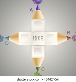 Infographics vector illustration with pencil.