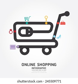 infographics vector online shopping design diagram line style template