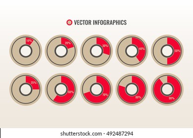 Infographics vector, percentage pie charts isolated