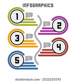 Infographics Vector s5 icon for web use color 5 steps