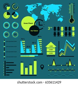 Infographics .Vector set of icons and graphs for infographics. Statistics and calculations