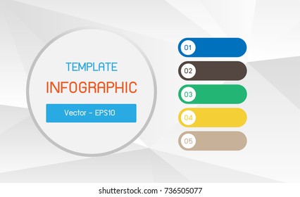 Infographics Vector. Template for business, workflow, layout, diagram, data, banner, web design. Space for step process. Modern graphic design with 5 steps .Vector illustration.