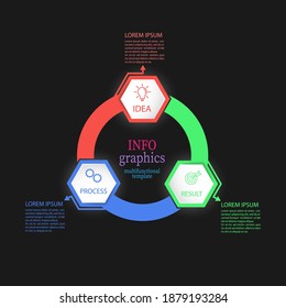 Infographics. Vector template with pictograms for business and finance flowcharts, websites, banners and presentations. Flat style