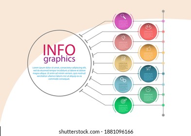 Infographics. Vector template with pictograms for business and finance flowcharts, websites, banners and presentations. Flat style