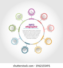 Infographics. Vector template with pictograms for business and finance flowcharts, websites, banners and presentations. Flat style