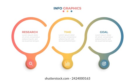 Infographics vector timeline processes with marketing icons and 3 steps, options. Can be used for workflow diagram, info chart, presentation.