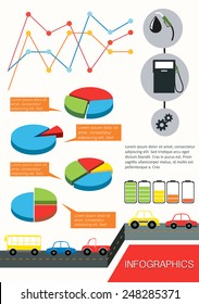 Infographics of the vehicles on a white background