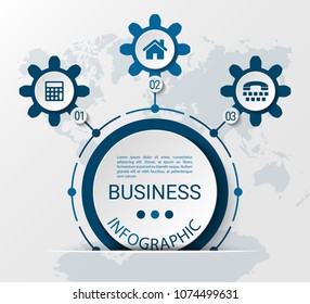 Infographics, visualization of business data. Circular graphic elements with 3 options