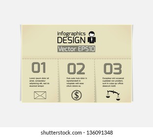 Infographics web design. Modern paper template. Numbered options. Vector illustration