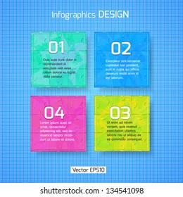 Infographics web design. Modern puzzle template. Numbered options. Vector illustration