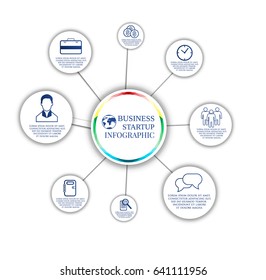Infographics from white circles with flat figures