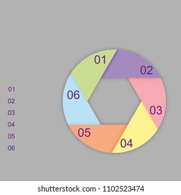 Infographics without text. The figure shows infographic for a text of six positions. Business card timetable. Business card for text, write your own text. Vector business template for presentation. Cr