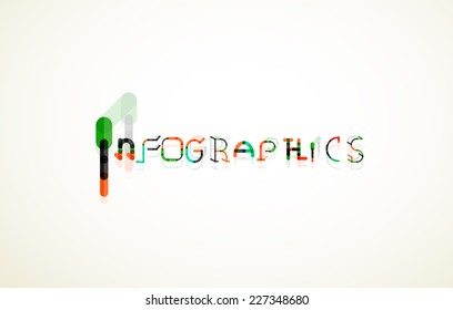 Infographics word font concept, minimal line design
