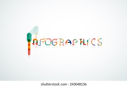 Infographics word font concept, minimal line design