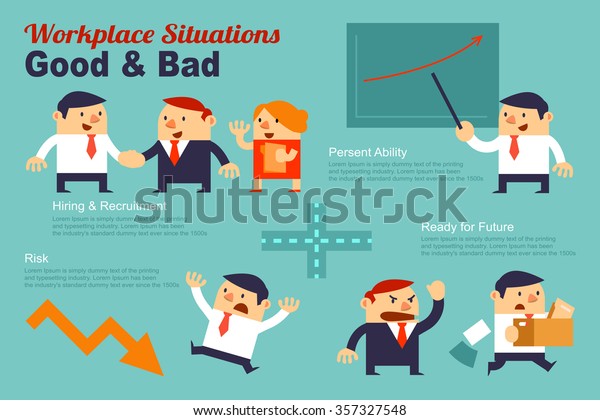 Infographics Workplace Situations Good Bad Present Stock Vector ...