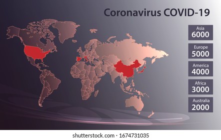 infographics World map Coronavirus COVID-19 template vector
