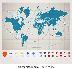 Infographics. World map with ship tracking Infographics. World map with ship tracking