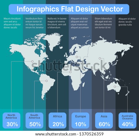 Infographics World maps of continents colors stripes background vector