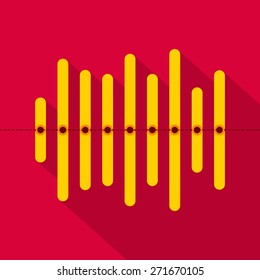 Infographics with yellow overlapping bars, dotted center line and long shadow.