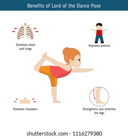 Infographics Yoga Pose Benefits Lord Dance Stock Vector (Royalty Free ...