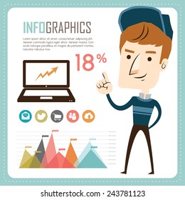 Infographics with a young man