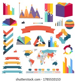 Infographs. Infographic charts elements collection. Financial analysis data graphs and diagram, marketing statistic and modern business presentation