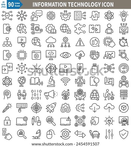 infomation technology line Icons set vector illustrator