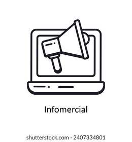 Infomercial vector  outline doodle Design illustration. Symbol on White background EPS 10 File 