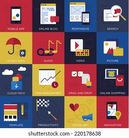 Inforgaphic icon set with phone, map, site and umbrella
