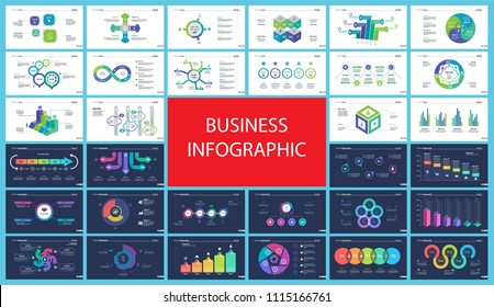 Inforgraphic diagram design set can be used for business project, for annual report, web design. Startup concept. Option chart, process chart, timeline, donut chart, bar graph, percentage diagram