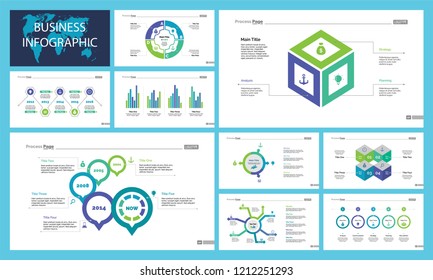 Inforgraphic diagram design set can be used for business project, for annual report, web design. Startup concept. Option chart, process chart, timeline, donut chart, bar graph, percentage diagram