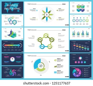 Inforgraphic diagram design set can be used for business project, for annual report, web design. Startup concept. Option chart, process chart, timeline, donut chart, bar graph, percentage diagram