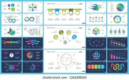 Inforgraphic diagram design set can be used for business project, for annual report, web design. Startup concept. Option chart, process chart, timeline, donut chart, bar graph, percentage diagram