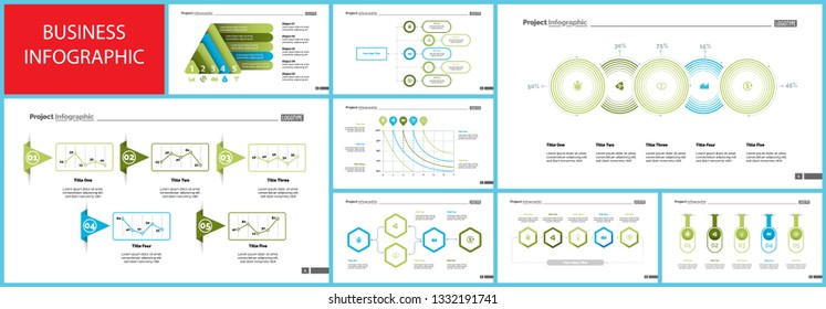 Inforgraphic diagram design set can be used for business project, for annual report, web design. Startup concept. Option chart, process chart, timeline, donut chart, bar graph, percentage diagram