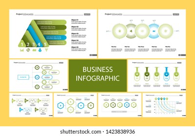 Inforgraphic diagram design set can be used for business project, for annual report, web design. Startup concept. Option chart, process chart, timeline, donut chart, bar graph, percentage diagram