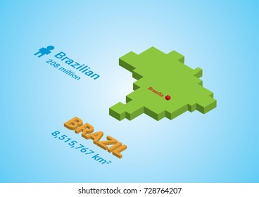 inforgraphic isometric brazil map. vector illusration
