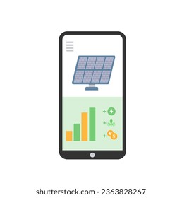 Inforgrafía con paneles móviles pv en el monitor de smartphone. Los paneles solares о un smartphone realista. Ilustración del vector de material.