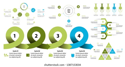 Inforgraphic slide templates for business presentation can be used for annual report, web design, workflow layout. Global business concept. Process, option charts, flowchart, bar graph, donut chart