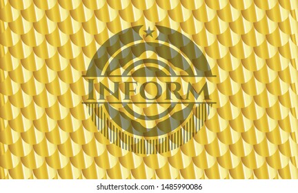 Inform gold emblem. Scales pattern. Vector Illustration. Detailed.