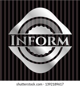 Inform silvery shiny badge. Vector Illustration. Mosaic.
