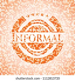 Informal abstract orange mosaic emblem with background