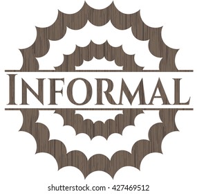Informal badge with wood background