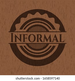 Informal badge with wooden background
